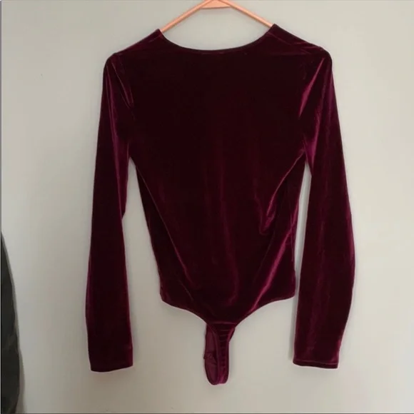 Express Velvet Burgundy Bodysuit - Picture 4 of 4